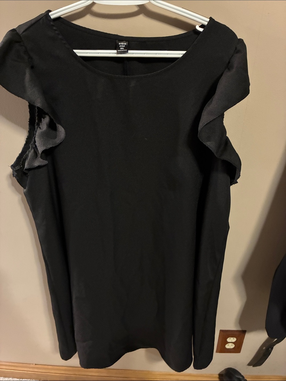 SHEIN Black Ruffle-Sleeve Mini Dress